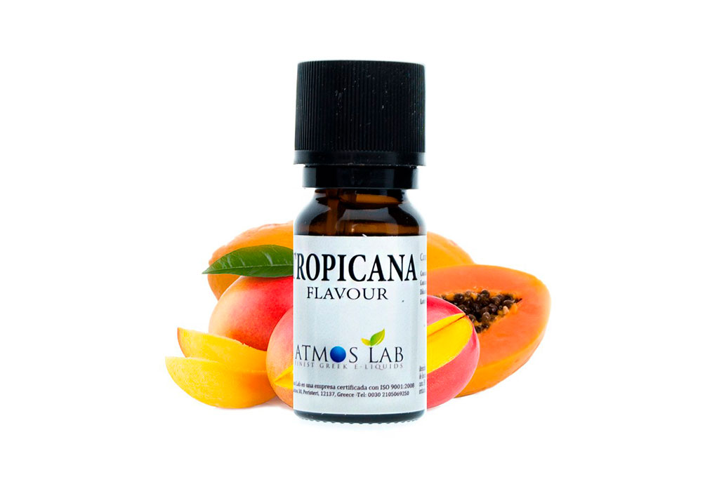 El aroma Tropicana de Atmos Lab tiene un aroma muy tropical y veraniego resultante de la mezcla de aroma a papaya y mango.