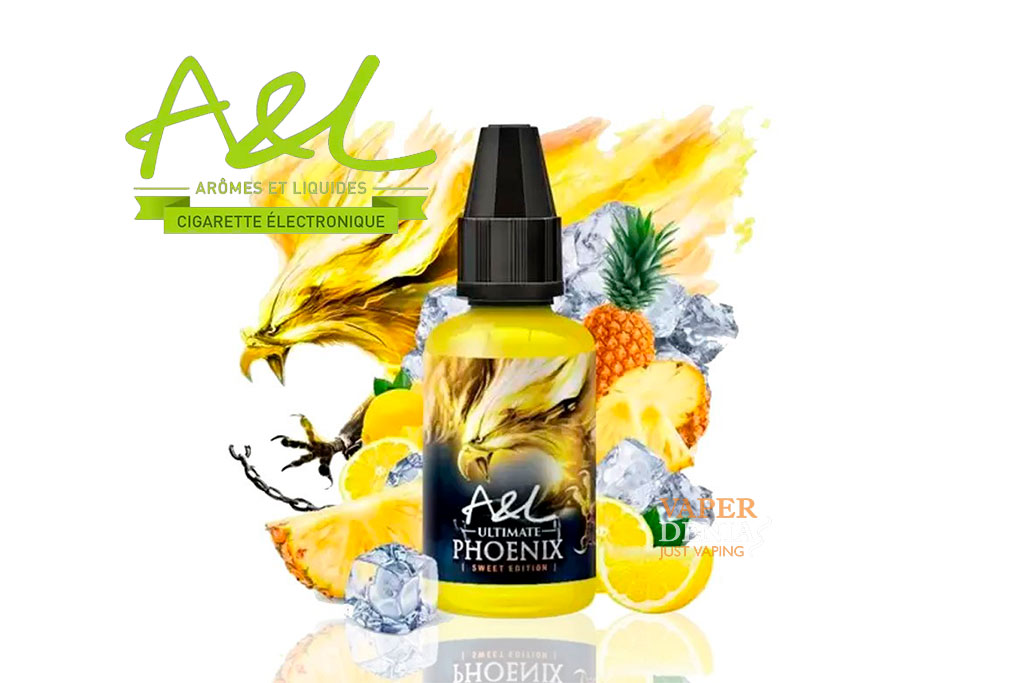 El Ultimate Phoenix Green Edition 30ml- Aroma A&L se compone de una mezcla de jugosa piña tropical con un toque de limón que te enamorará.
