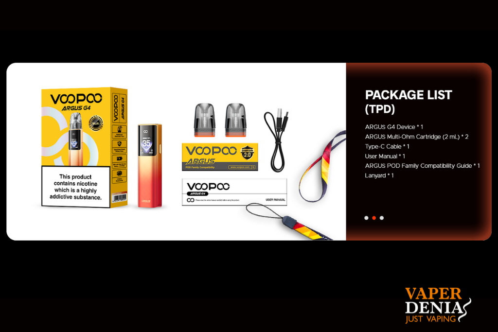 Voopoo Argus G4 1650mAh | Pod Kit 35W con Pantalla TFT y Gran Autonomía