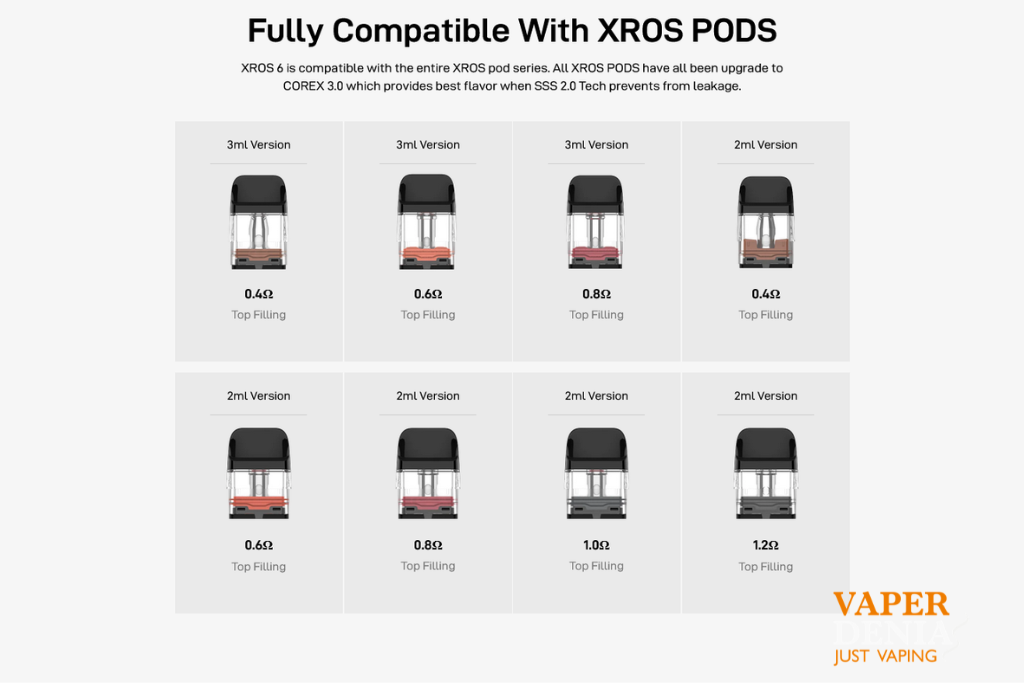 Vaporesso Xros 6 1800mAh | Pod Kit con Pantalla TFT y Tecnología Corex 3.0