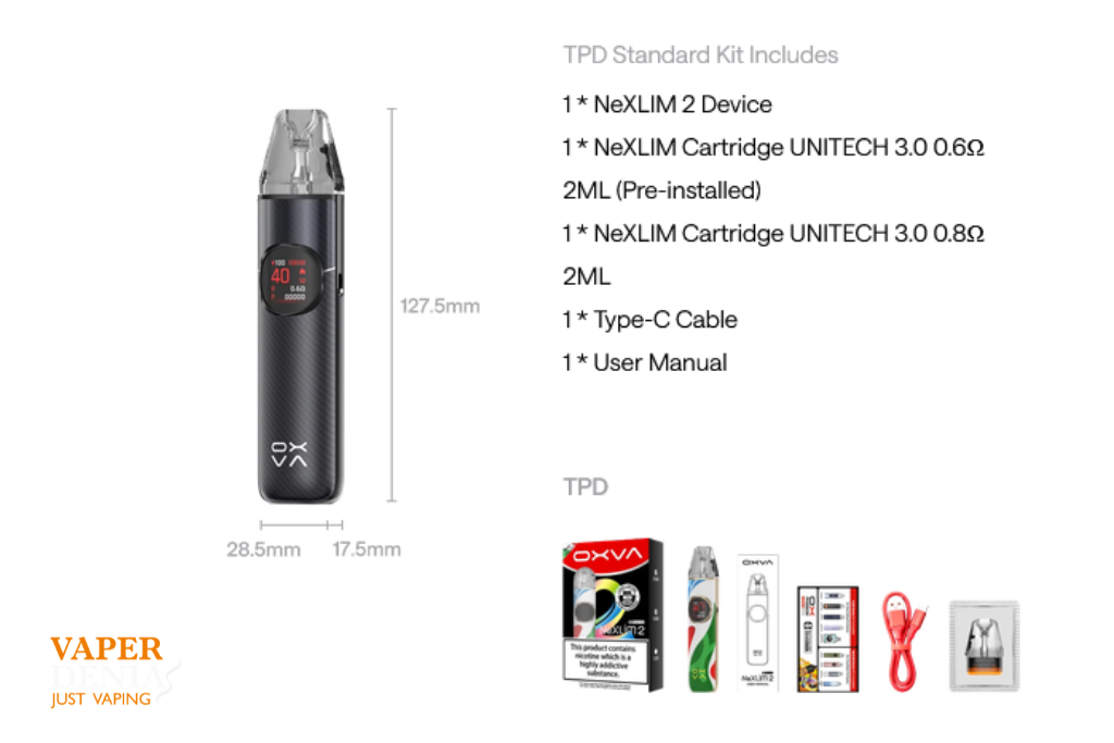 Oxva Nexlim 2 Pod Kit 2000mAh 40W | Carga Rápida 3A y Pantalla a Color - Imagen 15