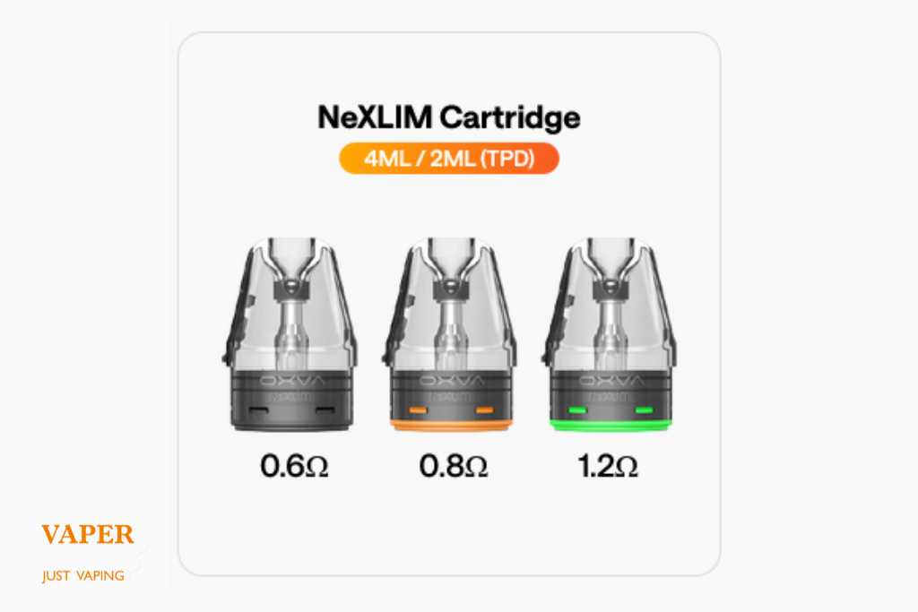 Compra los cartuchos Oxva Nexlim Replacement Pod de 2ml. Pack de 3 unidades, Top Fill, tecnología UNITECH y resistencias de 0.6Ω, 0.8Ω y 1.2Ω.