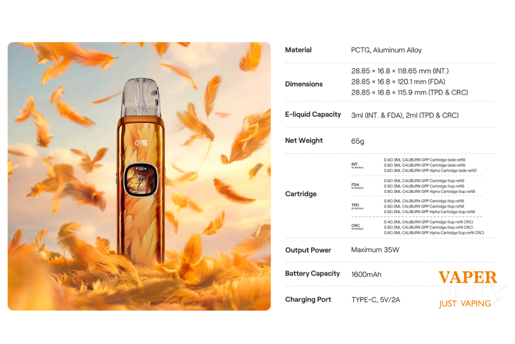 Uwell Caliburn G5 Pod Kit 1600mAh 35W | Pod con Pantalla y Airflow Ajustable - Imagen 9